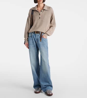 Metallic leather sneakers | Brunello Cucinelli