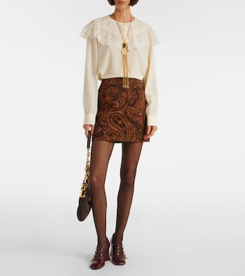 Lace-trimmed silk crêpe de chine blouse | Chloé