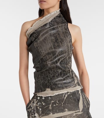 Athena printed one-shoulder denim top | Rick Owens