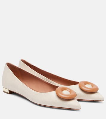 Hoop leather-trimmed ballet flats | Aquazzura