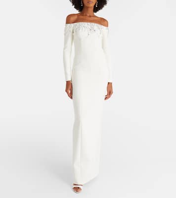 Bridal Robe Gioia aus Crêpe mit Kristallen | Safiyaa