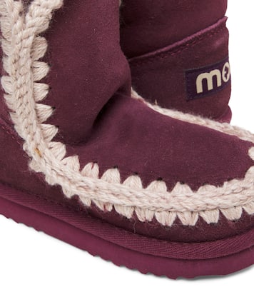 Embroidered shearling-lined suede boots | Mou Kids