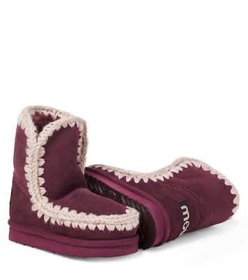 Embroidered shearling-lined suede boots | Mou Kids