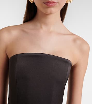 Draped satin crêpe bustier gown | Alex Perry