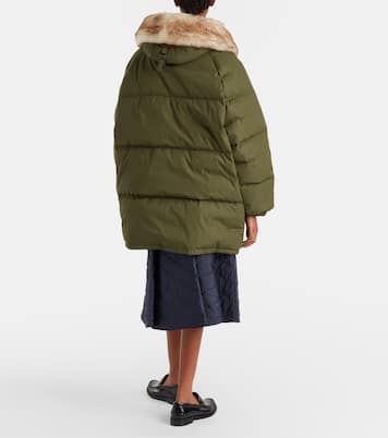Daunenmantel aus Re-Nylon mit Shearling | Prada