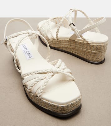 Nyra 브레이디드 레더 에스파드리유 웨지 슈즈 | Jimmy Choo