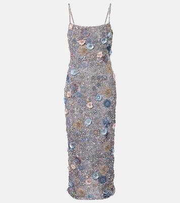 Embellished floral-appliqué midi dress | Rachel Gilbert