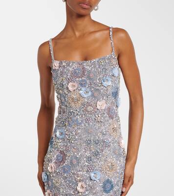 Embellished floral-appliqué midi dress | Rachel Gilbert
