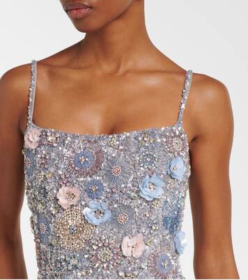 Embellished floral-appliqué midi dress | Rachel Gilbert