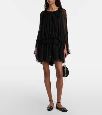 Ruffled draped silk minidress | Chloé