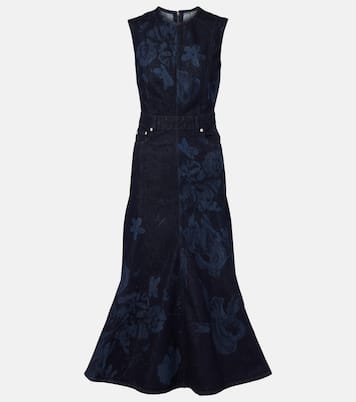 Robe midi en jean à fleurs | Erdem