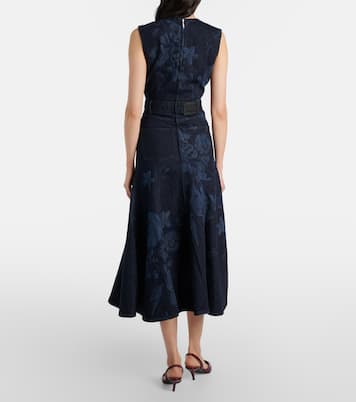 Robe midi en jean à fleurs | Erdem