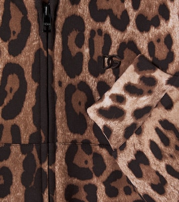 Leopard-print cotton hoodie | Dolce&Gabbana Kids