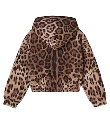 Leopard-print cotton hoodie | Dolce&Gabbana Kids