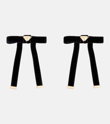 Set of 2 bow-detail velvet barrettes | Prada