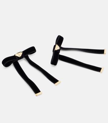 Set of 2 bow-detail velvet barrettes | Prada