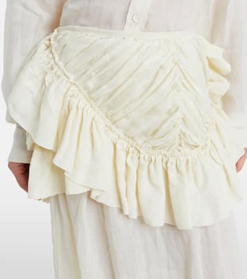 荷叶边苎麻纤维中长半身裙 | Dries Van Noten