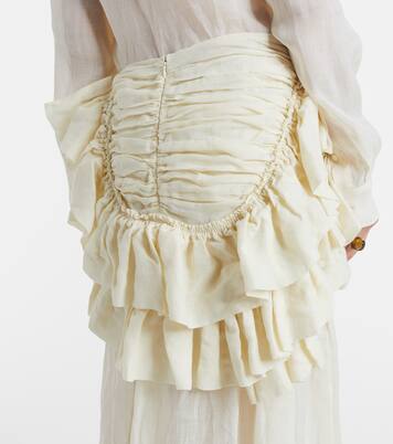 荷叶边苎麻纤维中长半身裙 | Dries Van Noten