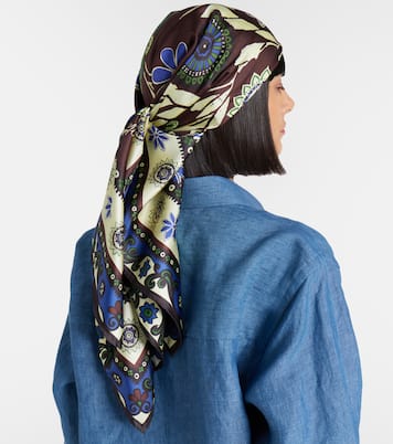 Sciarpa in raso di seta con stampa floreale | Alémais