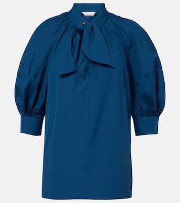 Tie-neck cotton poplin blouse | Max Mara
