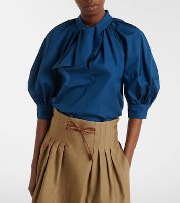 Tie-neck cotton poplin blouse | Max Mara