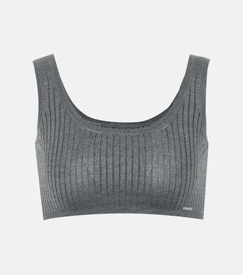 Ribbed-knit stretch silk-blend bra | Prada