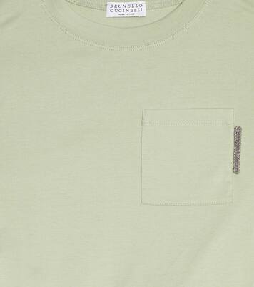 Tulle-trimmed cotton T-shirt | Brunello Cucinelli Kids