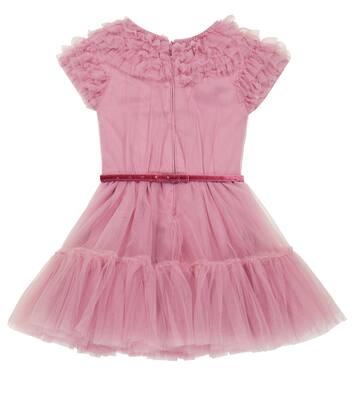 Floral-embellished tulle dress | Monnalisa