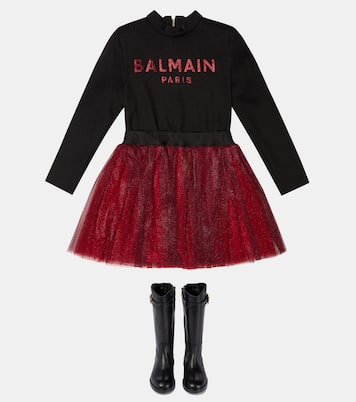 Robe en tulle à logo | Balmain Kids