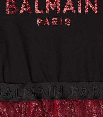 Robe en tulle à logo | Balmain Kids