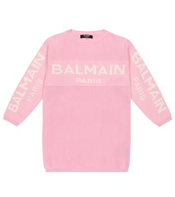 Logo cotton-blend sweater dress | Balmain Kids