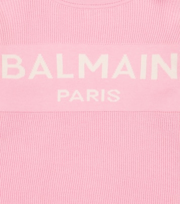 Logo cotton-blend sweater dress | Balmain Kids