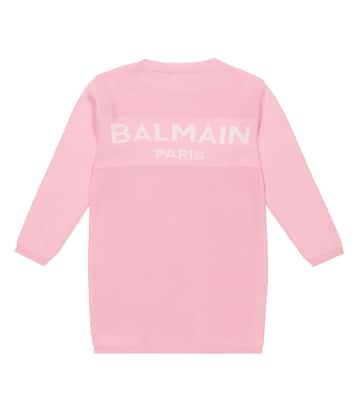 Logo cotton-blend sweater dress | Balmain Kids