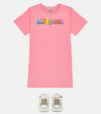 Logo cotton-blend T-shirt dress | Moschino Kids