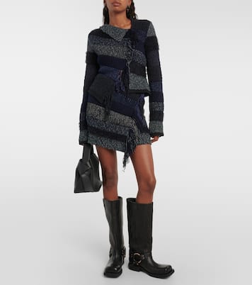 Striped knit cotton-blend miniskirt | Acne Studios