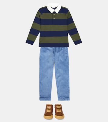 Suede-trimmed leather sneakers | Petit Nord