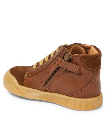 Suede-trimmed leather sneakers | Petit Nord