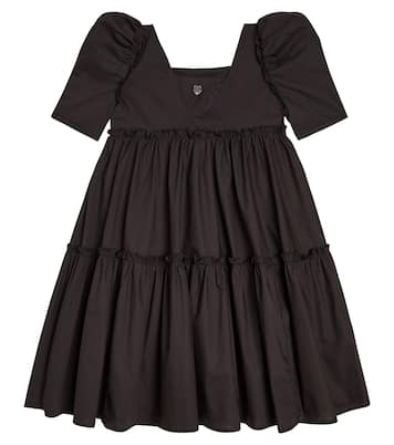 Ruffled puff-sleeve cotton dress | Monnalisa