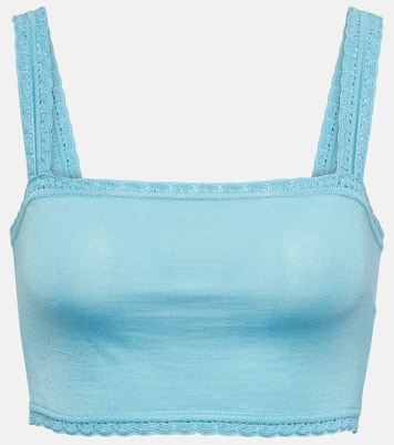 Lace-trimmed silk crop top | Dolce&Gabbana