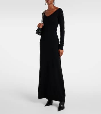 Vestido largo en mezcla de lana | Balenciaga