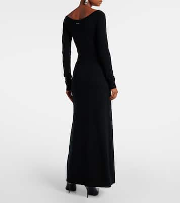 Vestido largo en mezcla de lana | Balenciaga