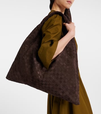 Hop Intrecciato Large suede shoulder bag | Bottega Veneta