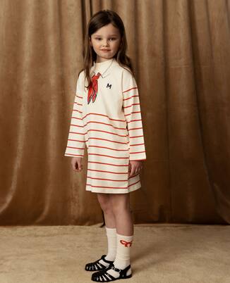 Scarf-detail cotton dress | Mini Rodini