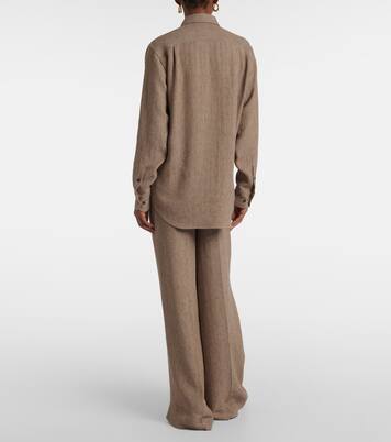 André chevron linen crêpe shirt | Loro Piana