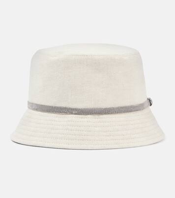Linen canvas bucket hat | Brunello Cucinelli