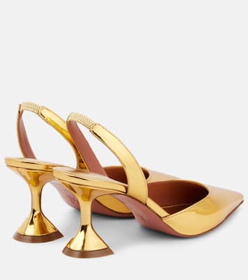 Holli 70 mirrored leather slingback pumps | Amina Muaddi