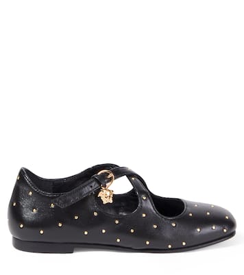 Medusa studded leather Mary Jane flats | Versace Kids