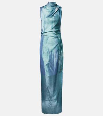 Robe longue imprimée en satin  | Jean Paul Gaultier