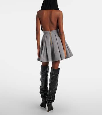 Minigonna in misto lana e cotone a pieghe | Balmain