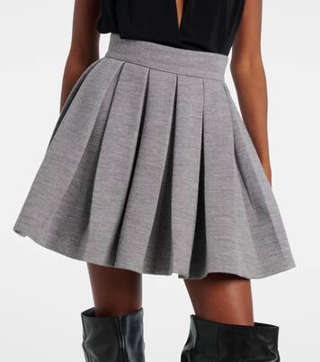 Minigonna in misto lana e cotone a pieghe | Balmain